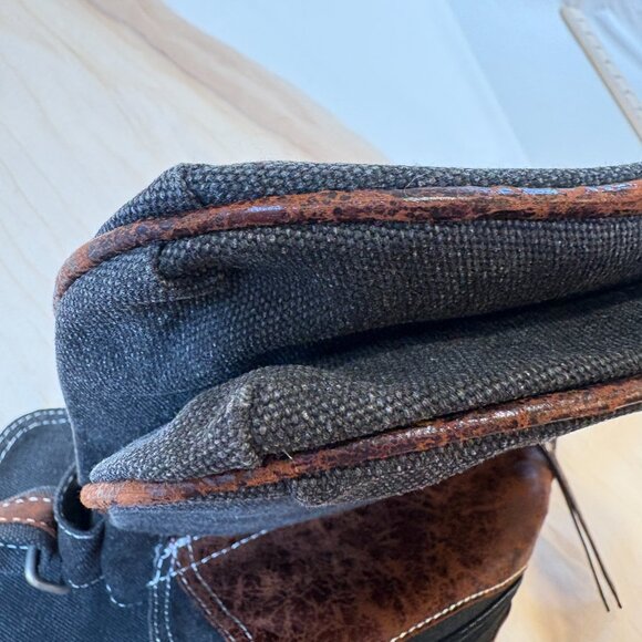 Canvas Crossbody Messenger Bag Sneaker Appliqué Black Brown Y2K 2000s Purse - Picture 10 of 14